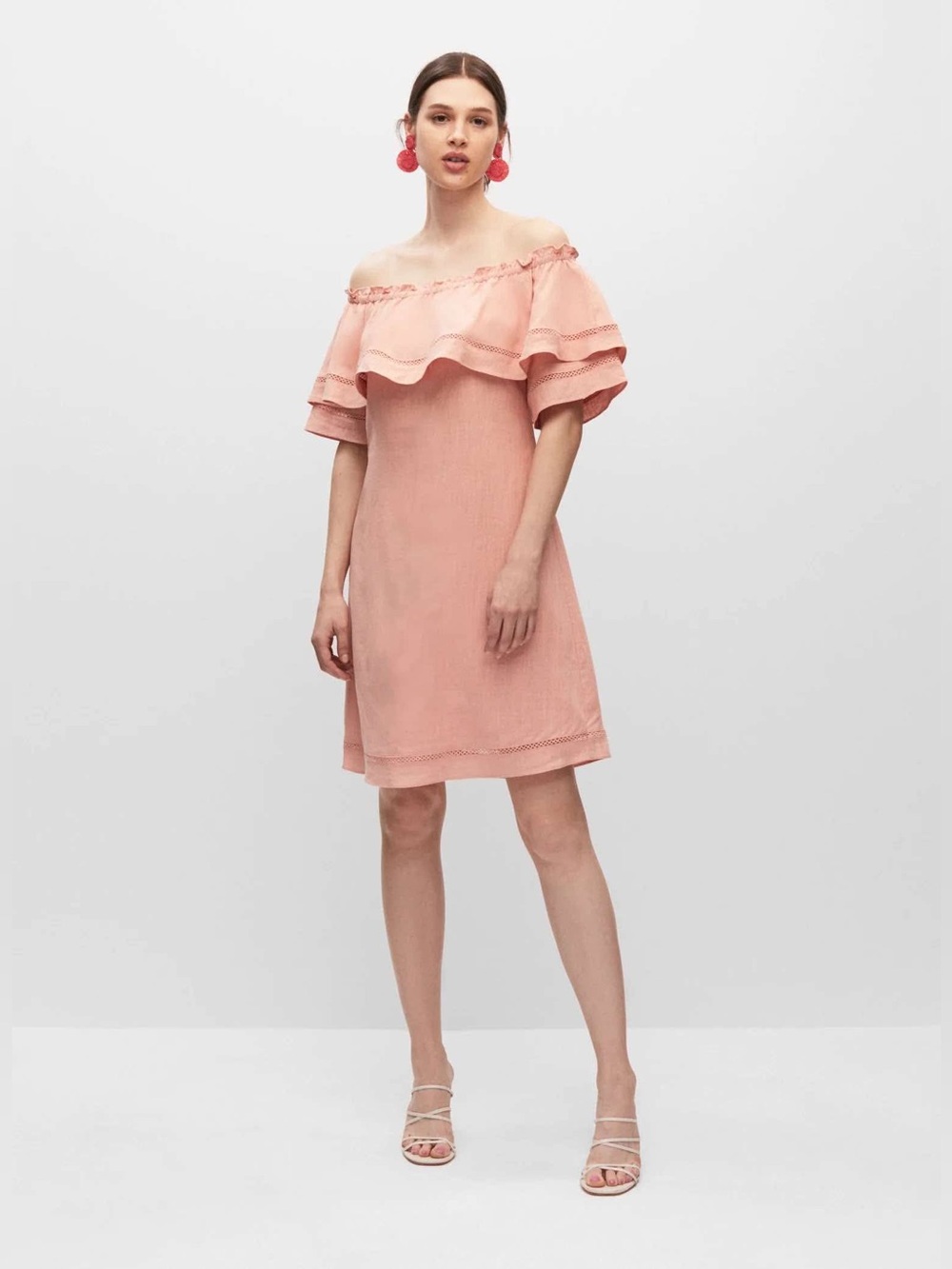 Melanie Lyne off-the-shoulder linen-blend dress